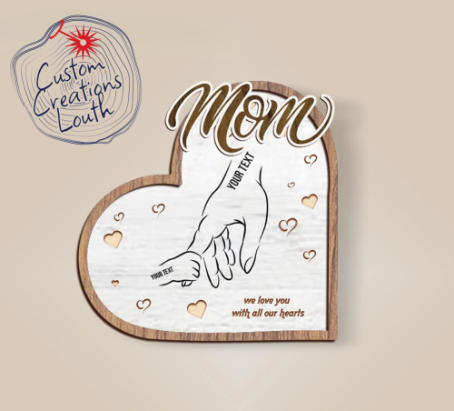 Personalized Mom & Kid Hands Heart Stand Decor