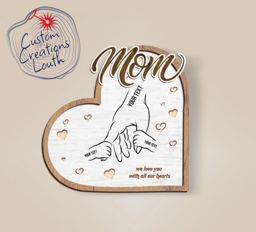 Personalized Mom & Kid Hands Heart Stand Decor
