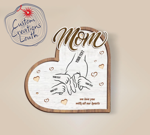 Personalized Mom & Kid Hands Heart Stand Decor