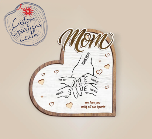Personalized Mom & Kid Hands Heart Stand Decor